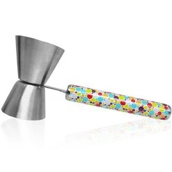 BarProducts.com Jiggers And Inventory Control Jigger With Printed Handle Design - Retro Dots - .75oz X 1.25oz