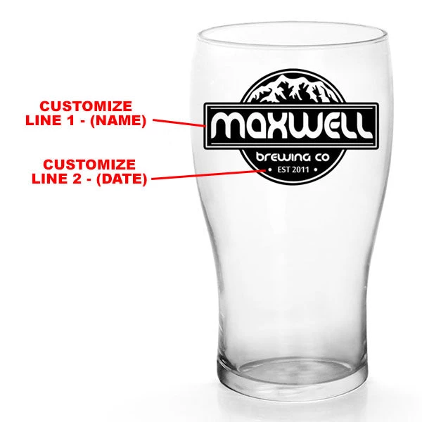 pub-glass-brewing-co-mtns-web-1.jpg BarProducts.com CUSTOMIZABLE - 20oz Imperial Pub Glass - Mountains