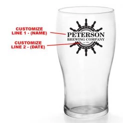BarProducts.com BAR SUPPLIES CUSTOMIZABLE - 20oz Imperial Pub Glass - Ship Wheel