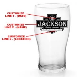BarProducts.com CUSTOMIZABLE - 20oz Imperial Pub Glass - Brewing Company Badge