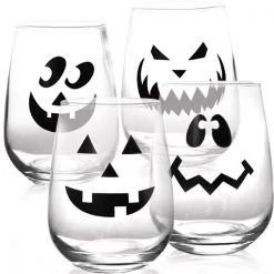BarProducts.com Halloween Jack O'Lantern Stemless Wine Glasses