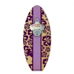 BarProducts Handcrafted Hawaiian Flowers Wooden Surfboard Wall Bottle Opener