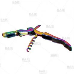 BarProducts.com BAR TOOLS Double Hinged Iridescent Rainbow Corkscrew