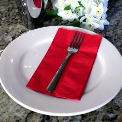 BarProducts.com BarConic® 15” X 17” 2-PLY Colored Paper Dinner Napkins – RED – Pack Of 100