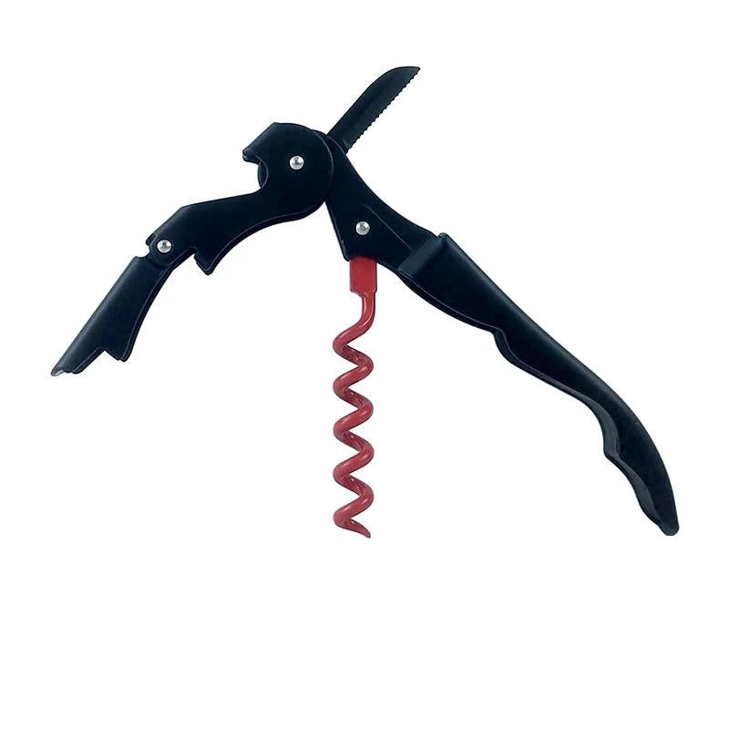 red-worm-true-corkscrew-bpc-800.jpg BarProducts.com BAR TOOLS BarConic® Double-Hinged Corkscrew - Matte Black With Red Worm