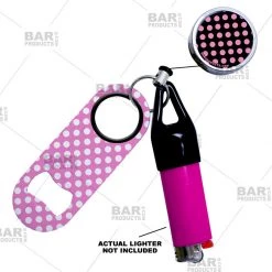BarProducts.com Mini Bottle Openers Kolorcoat™ Mini Opener, Reel And Lighter Leash® Clug SET - Polka Dots