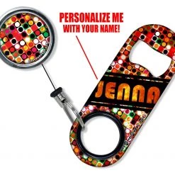 BarProducts.com CUSTOMIZABLE Mini Bottle Opener With Retractable Reel - Grungy Retro Dots 4 BarProducts.com CUSTOMIZABLE Mini Bottle Opener With Retractable Reel - Grungy Retro Dots