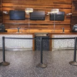 BarProducts.com BAR EQUIPMENT Retractable Belt Stanchion - Textured Black - Set Of 2