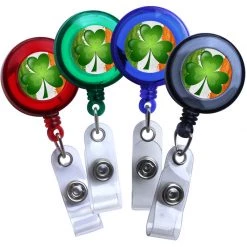 BarProducts.com Irish Flag And Shamrock, Translucent ID Badge Reels St. Patrick's Day Products