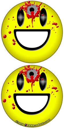 BarProducts.com HOME BAR & GIFTS Round Bottle Opener - Bullet Hole Smiley
