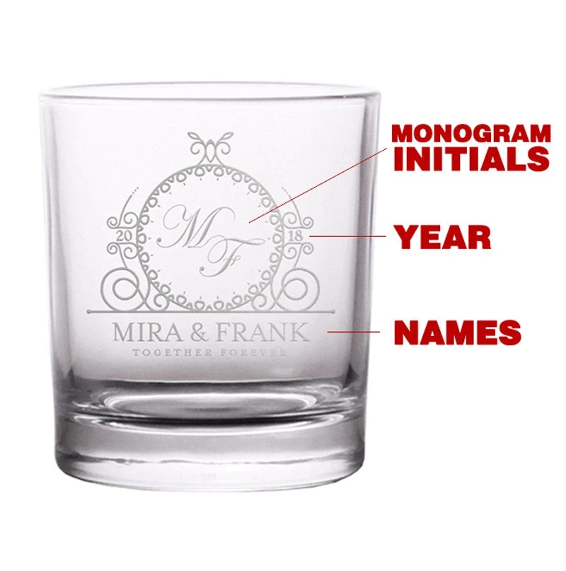 rocks-glass-10oz_elegant-mongram-together-forever2_silver-ink_proof2_1.jpg BarProducts.com Together Forever 2 - CUSTOMIZABLE BarConic® Old Fashioned Rocks Glass