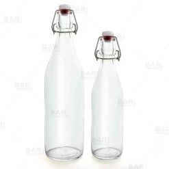 BarProducts.com Master Mixology Round Glass Bottle W/ Swing Top - Available In 1 Liter Or 17 Ounce