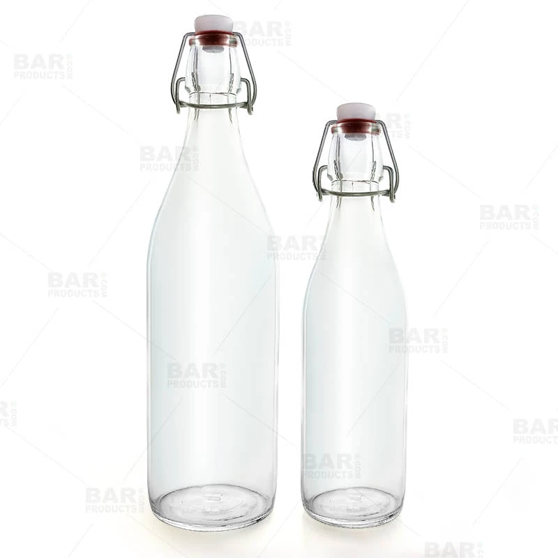 round-clear-bottle-swing-top-bpc-800.jpg BarProducts.com Master Mixology Round Glass Bottle W/ Swing Top - Available In 1 Liter Or 17 Ounce
