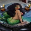 BarProducts.com Brunette Mermaid Round Wooden Table Top - Two Sizes Available