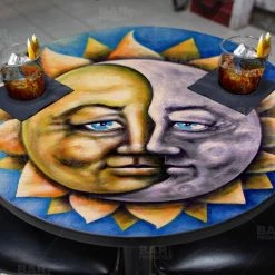 BarProducts.com Moon And Sun Round Wooden Table Top - Two Sizes Available Featured Artists