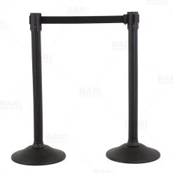 BarProducts.com BAR EQUIPMENT Retractable Belt Stanchion - Textured Black - Set Of 2