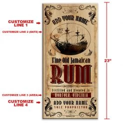BarProducts.com CUSTOMIZABLE Large Vintage Wooden Bar Sign - Jamaican Rum - 11 3/4" X 23 3/4" BAR DECOR