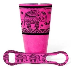 BarProducts.com Printed Cocktail Shaker And V-Rod® Bar Set - Elephants - Color Options