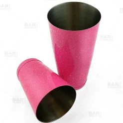 BarProducts.com BarConic® Cocktail Shaker Set - 28oz / 18oz Weighted Tins - Glitter Neon Pink