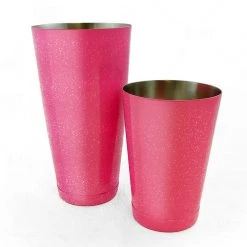 BarProducts.com BarConic® Cocktail Shaker Set - 28oz / 18oz Weighted Tins - Glitter Neon Pink
