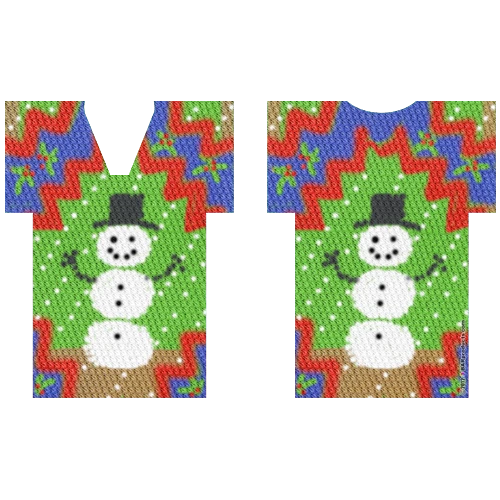 shirt-cooler-ugly-sweat-snowman_2_2.png BarProducts.com Custom Coasters / Coolers Kolorcoat™ T-Shirt Bottle Cooler - Snowman Ugly Sweater