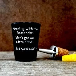 BarProducts.com BarConic® 1.75 Oz Black Shot Glass - Worth A Shot Novelty Shot Glasses