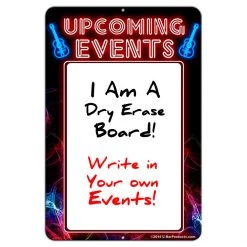 BarProducts.com Upcoming Events - Dry Erase Metal Bar Signs - Neon Themed