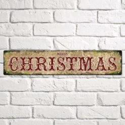 BarProducts.com Metal Bar Signs Metal Holiday Bar Sign - 5" X 25" - Merry Christmas