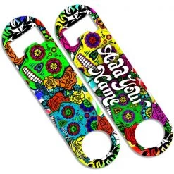 BarProducts.com Bartending Bottle Openers CUSTOMIZABLE Skinny Mini Bottle Opener - Sugar Skulls