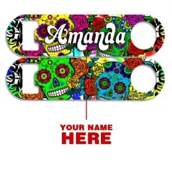 BarProducts.com Bartending Bottle Openers CUSTOMIZABLE Skinny Mini Bottle Opener - Sugar Skulls