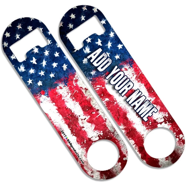 skinny-mini_us-flag-ayn_web1.jpg BarProducts.com Bartending Bottle Openers CUSTOMIZABLE Skinny Mini Bottle Opener - Grunge US Flag