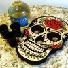 BarProducts.com Shot Glass And Bottle Caddy - Sugar Skull Rose