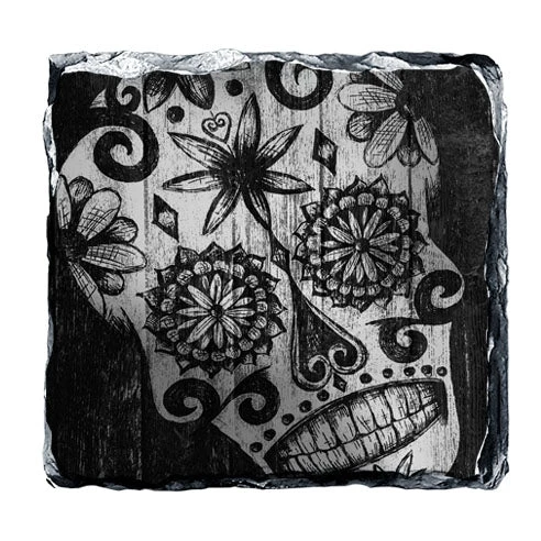 slate-coaster-HALLOWEEN-sugar-skull-BW-WEB.jpg BarProducts.com Rock Slate Coasters - Sugar Skulls - Design Options
