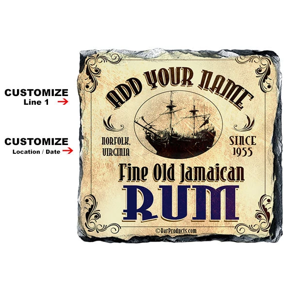 slate-coaster-rum-5.jpg BarProducts.com CUSTOMIZABLE Rock Slate Coaster - Rum Themed BAR SUPPLIES