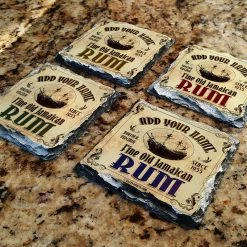 BarProducts.com CUSTOMIZABLE Rock Slate Coaster - Rum Themed BAR SUPPLIES 4 BarProducts.com CUSTOMIZABLE Rock Slate Coaster - Rum Themed BAR SUPPLIES