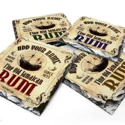 BarProducts.com CUSTOMIZABLE Rock Slate Coaster - Rum Themed BAR SUPPLIES
