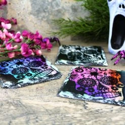 BarProducts.com Rock Slate Coasters - Sugar Skulls - Design Options 4 BarProducts.com Rock Slate Coasters - Sugar Skulls - Design Options