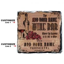 Bar Products CUSTOMIZABLE Rock Slate Coaster - Wine Bar Themed BAR SUPPLIES