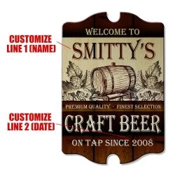 BarProducts Handcrafted Woodshop Made In The USA Tavern Shaped Wood Bar Sign