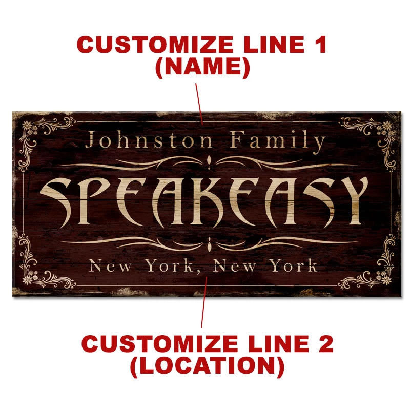 speakeasy-large-wood-plank-sign-1.jpg BarProducts.com BAR DECOR CUSTOMIZABLE Large Vintage Wooden Bar Sign - SPEAKEASY - 11 3/4" X 23 3/4"