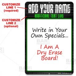 BarProducts.com Dry Erase Specials Sign - ADD YOUR NAME - Stone Template