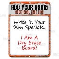 BarProducts.com BAR DECOR Dry Erase Specials Sign - ADD YOUR NAME - Brick Wall Template