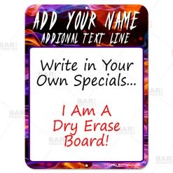 BarProducts.com Dry Erase Specials Sign - ADD YOUR NAME - Colorful Abstract Template