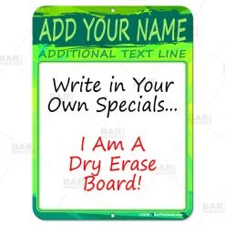 BarProducts.com Dry Erase Specials Sign - ADD YOUR NAME - Green Abstract Template BAR DECOR