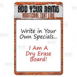 BarProducts.com BAR DECOR Dry Erase Specials Sign - ADD YOUR NAME - Brick Wall Template