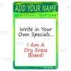 BarProducts.com Dry Erase Specials Sign - ADD YOUR NAME - Green Abstract Template BAR DECOR