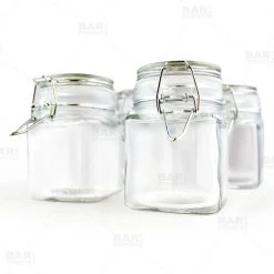BarProducts.com Square Condiment/Spice Jars - Locking Seal Lid - Set Of 4
