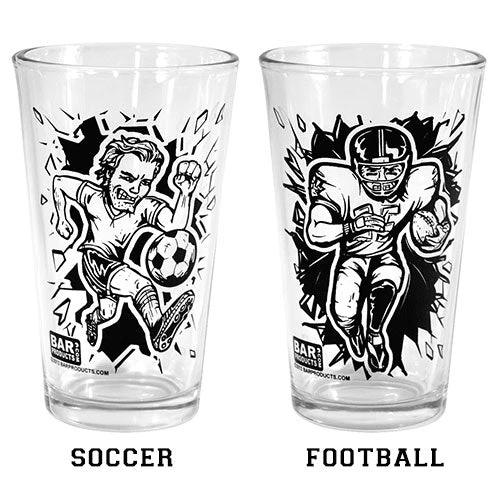 sports-pints-2-500.jpg BarProducts.com Sports Themed Pint Glass Collection Novelty Glassware