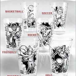 BarProducts.com Sports Themed Pint Glass Collection Novelty Glassware