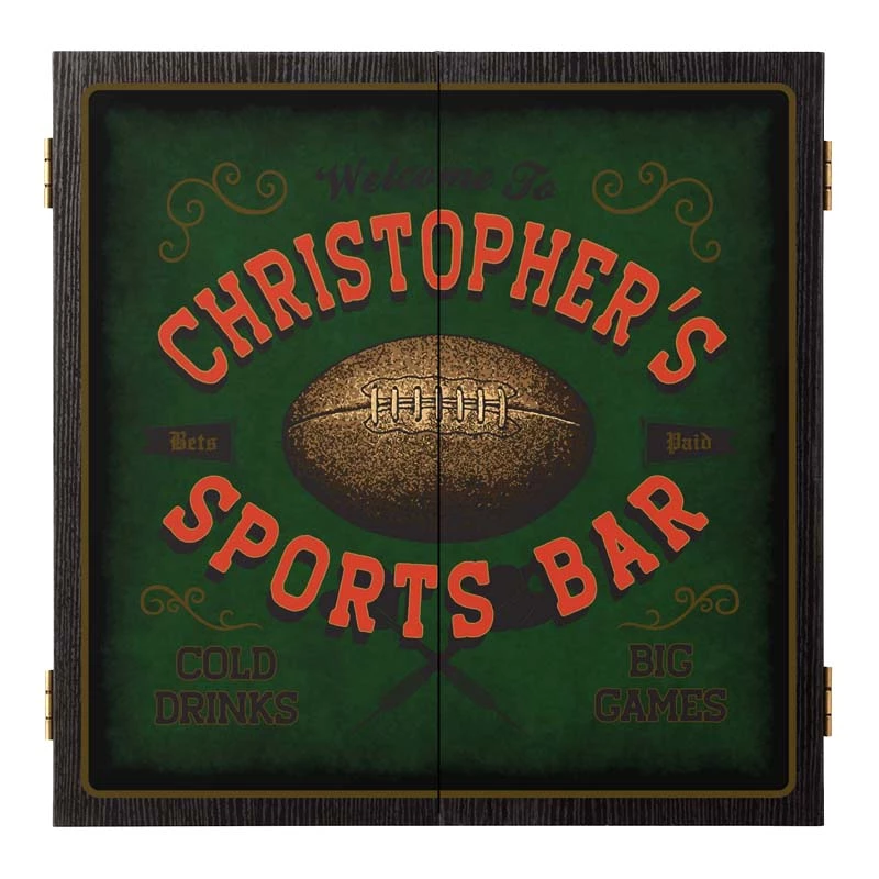 sports2.jpg BarProducts.com Customizable "Football" Sports Bar Dart Board Cabinet